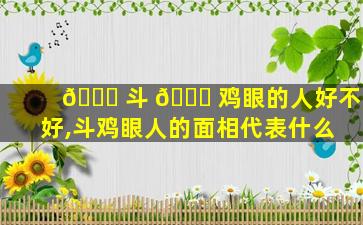 🐘 斗 🐘 鸡眼的人好不好,斗鸡眼人的面相代表什么